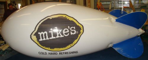 17 ft custom advertising blimp printed with the Mike's Hard Lemonade logo