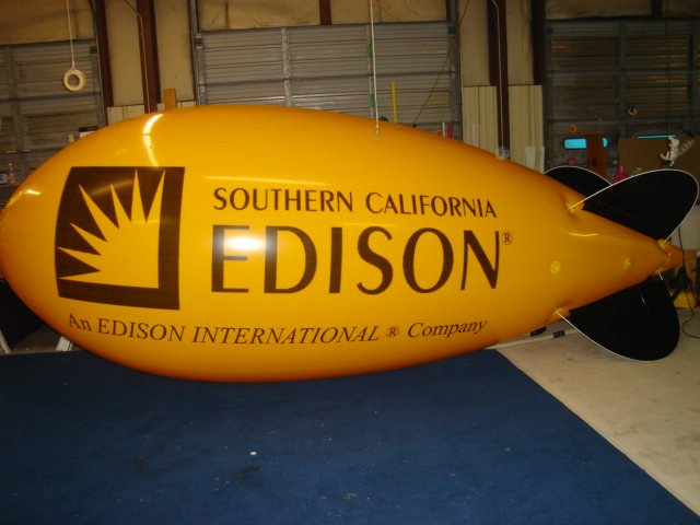17 ft custom advertising blimp printed with the Southern California Edison logo